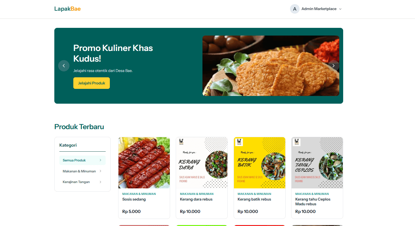 Marketplace Multi User UMKM Desa Bae